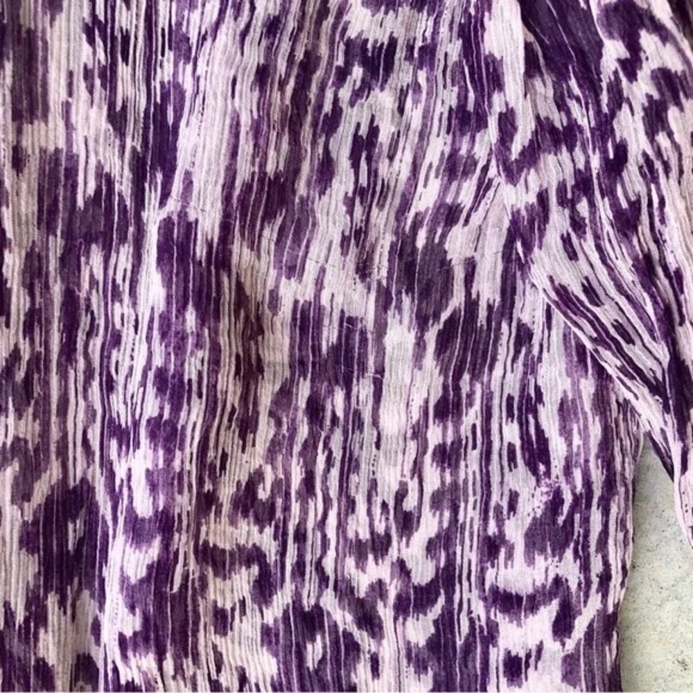Etoile Isabel Marant Dress Silk Chiffon Sheer Shift Long Sleeved Mini Purple 0